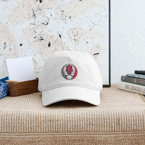 University of Arkansas Grateful Dead Stealie Dad Hat - white